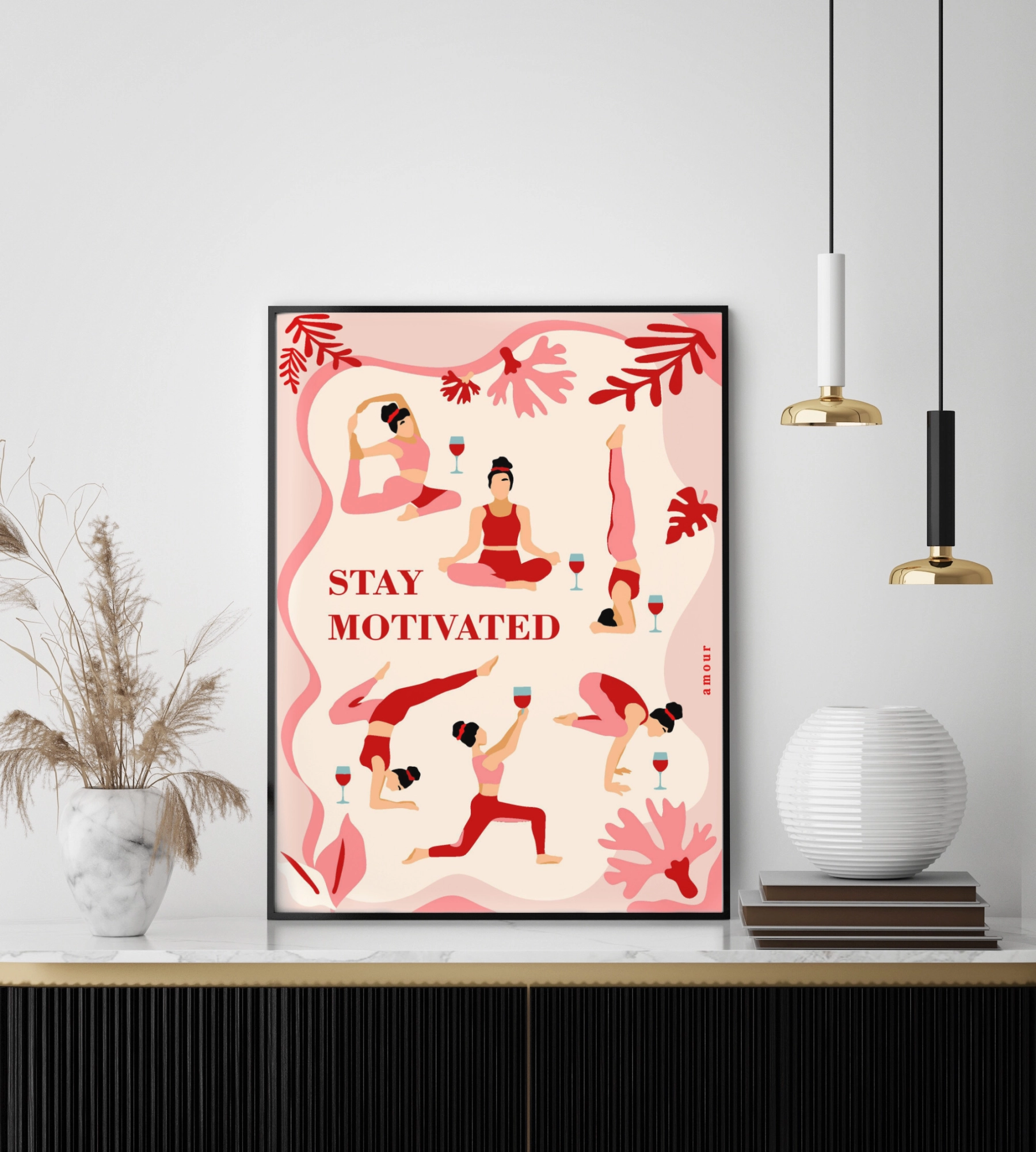 Plakat Stay Motivated (pink)
