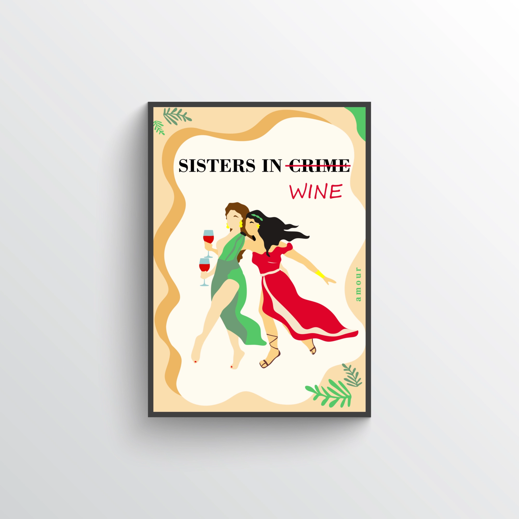 Plakat Sisters in wine (green)
